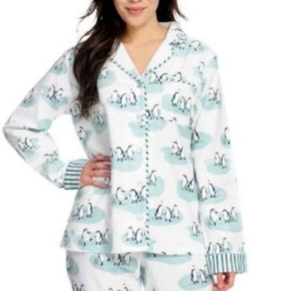 Munki Munki White Mint Penguin PJ Top L - Picture 1 of 6